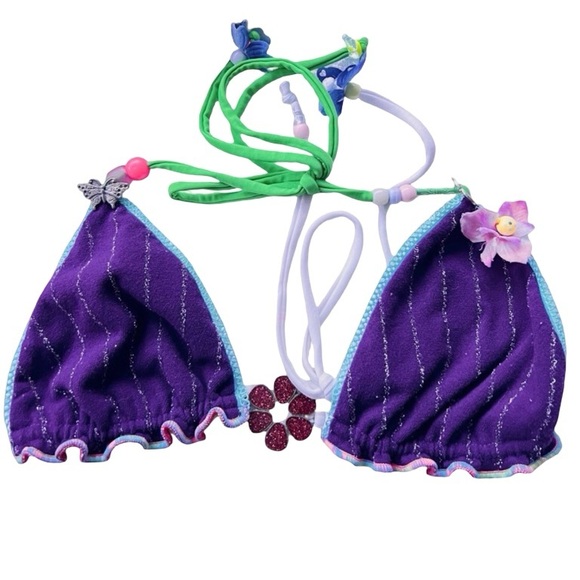 Rare Y2K Mar Acuba Colorful Triangle Bikini Set Fairycore Coquette S - Picture 4 of 14